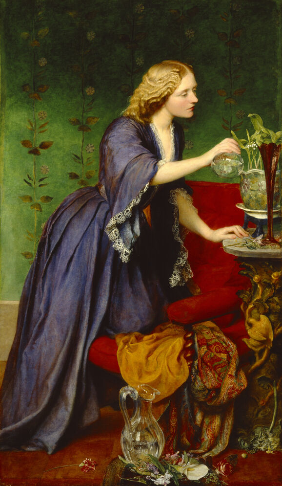 Portrait of Jeanie in blue dress with water jug