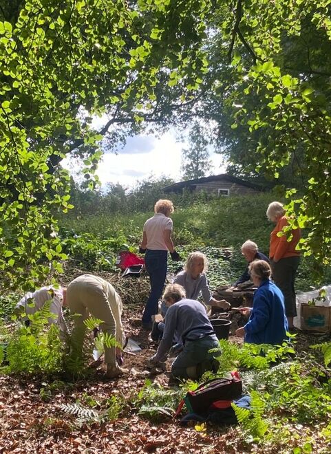 Photo of the gardening volunteers at Watts Gallery on the grounds