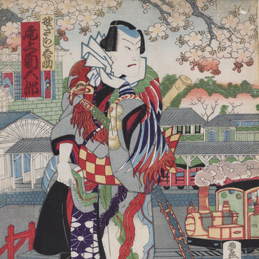 Japanese woodblock print of a traditionally dressed Otokodate looking off to the side.