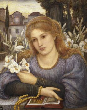 Portrait of a women holding lillies