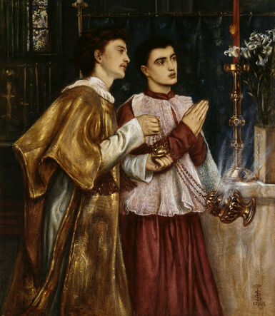 A detailed pencil drawing of two young men in rich robes sensing