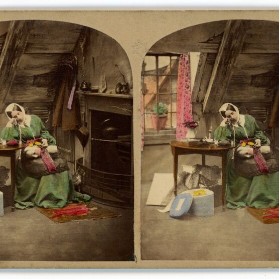 Stereograph on a Victorian sempstress