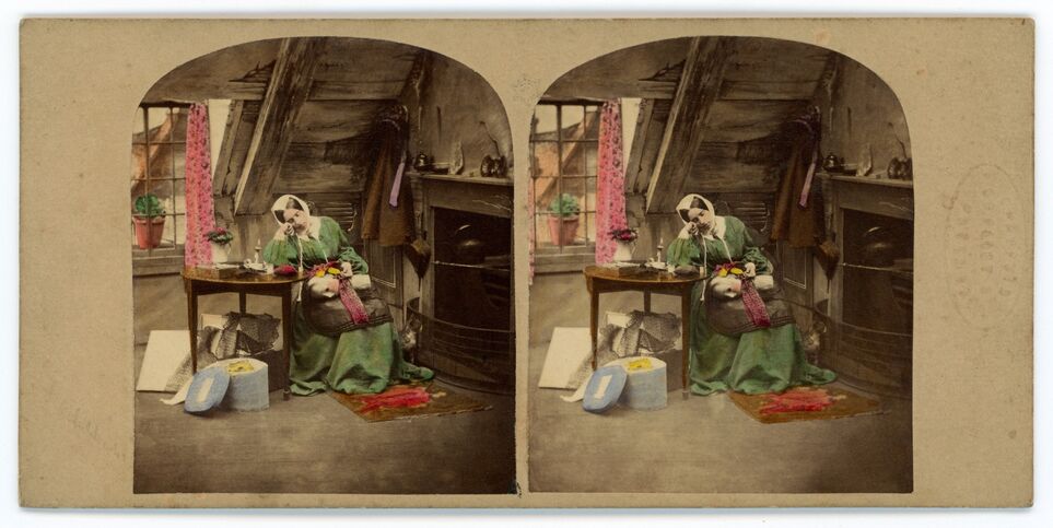 Stereograph on a Victorian sempstress