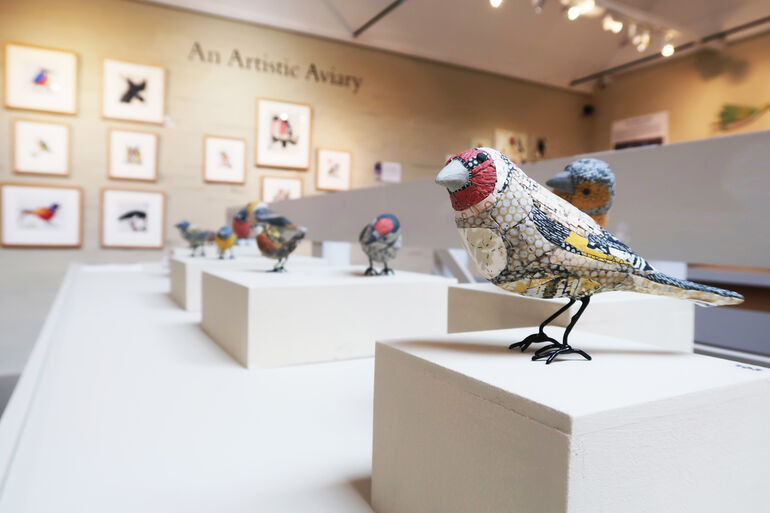 A close up of a bird sculpture for the Artistic Aviary exhibition