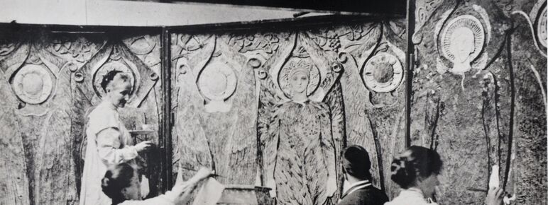 Mary Watts and community working on Watts Chapel