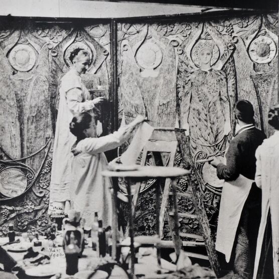 Mary Watts and community working on Watts Chapel