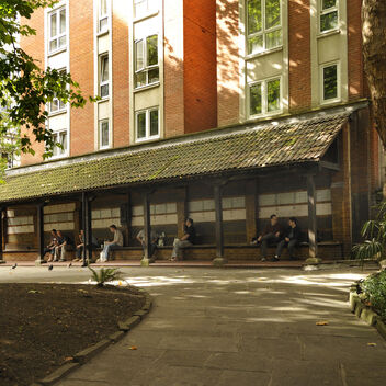 A veranda in a small London square park