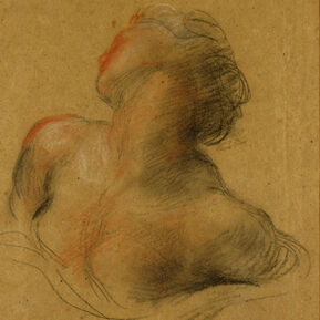 Charcoal sketch of bust of a woman turned away