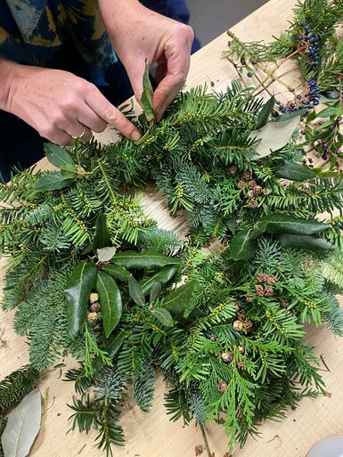 Wreath made from green foliage