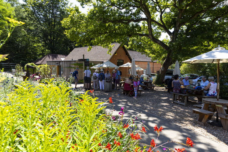 Outside of the Tea Shop with benches
