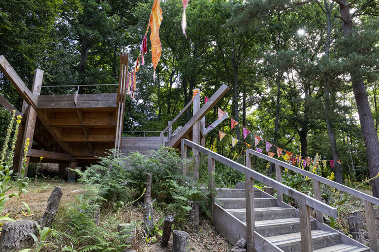 Wooden auditorium in woodlands