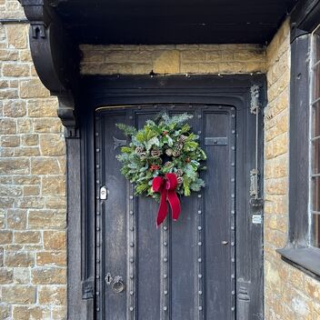Wreath hung on door