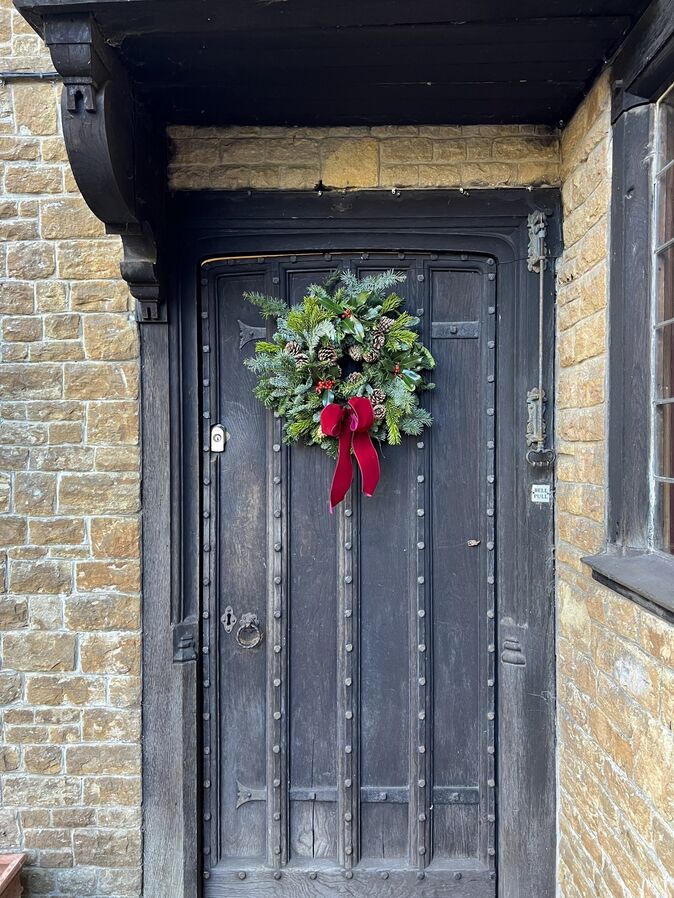 Wreath hung on door