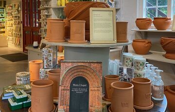 Pots displayed on table in Shop