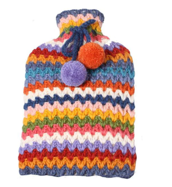 Colourful Yucatan crocheted hot water bottle cover