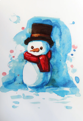 Watercolour snowman Christmas card
