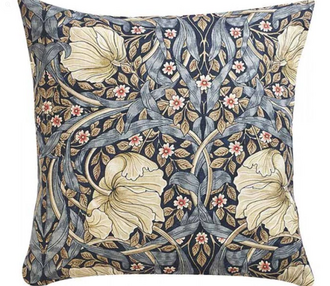 A cotton cushion with the famous William Morris print on, this includes a floral design that forms a symmetrical pattern